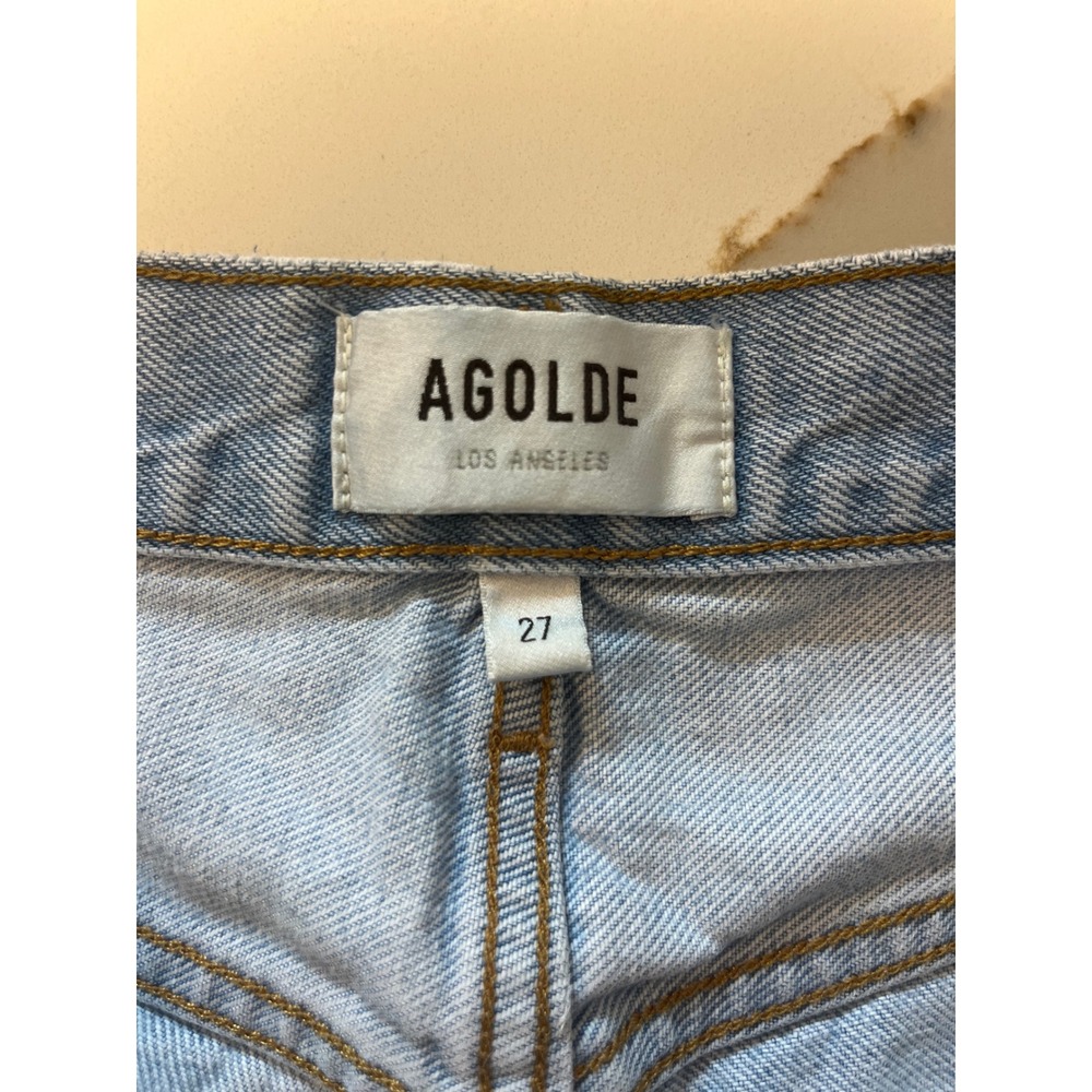 AGOLDE 90's Pinch Waist High Rise Straight Leg Jeans Light Wash Patched 27 - Picture 2 of 10